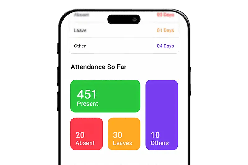 Student attendance tracking via school mobile app illustration